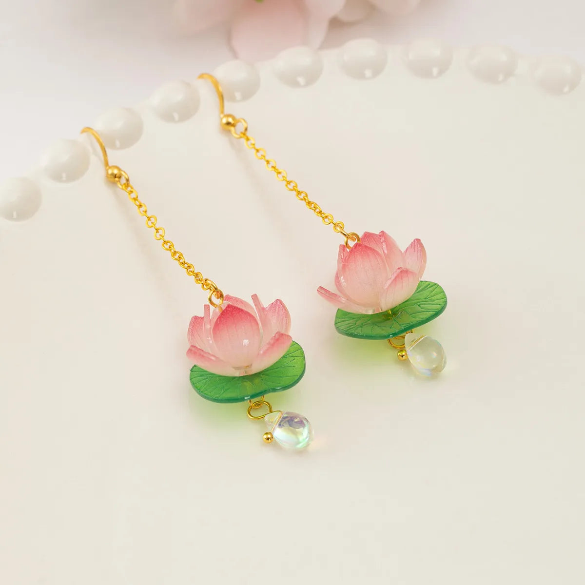 Pink Lotus Earrings