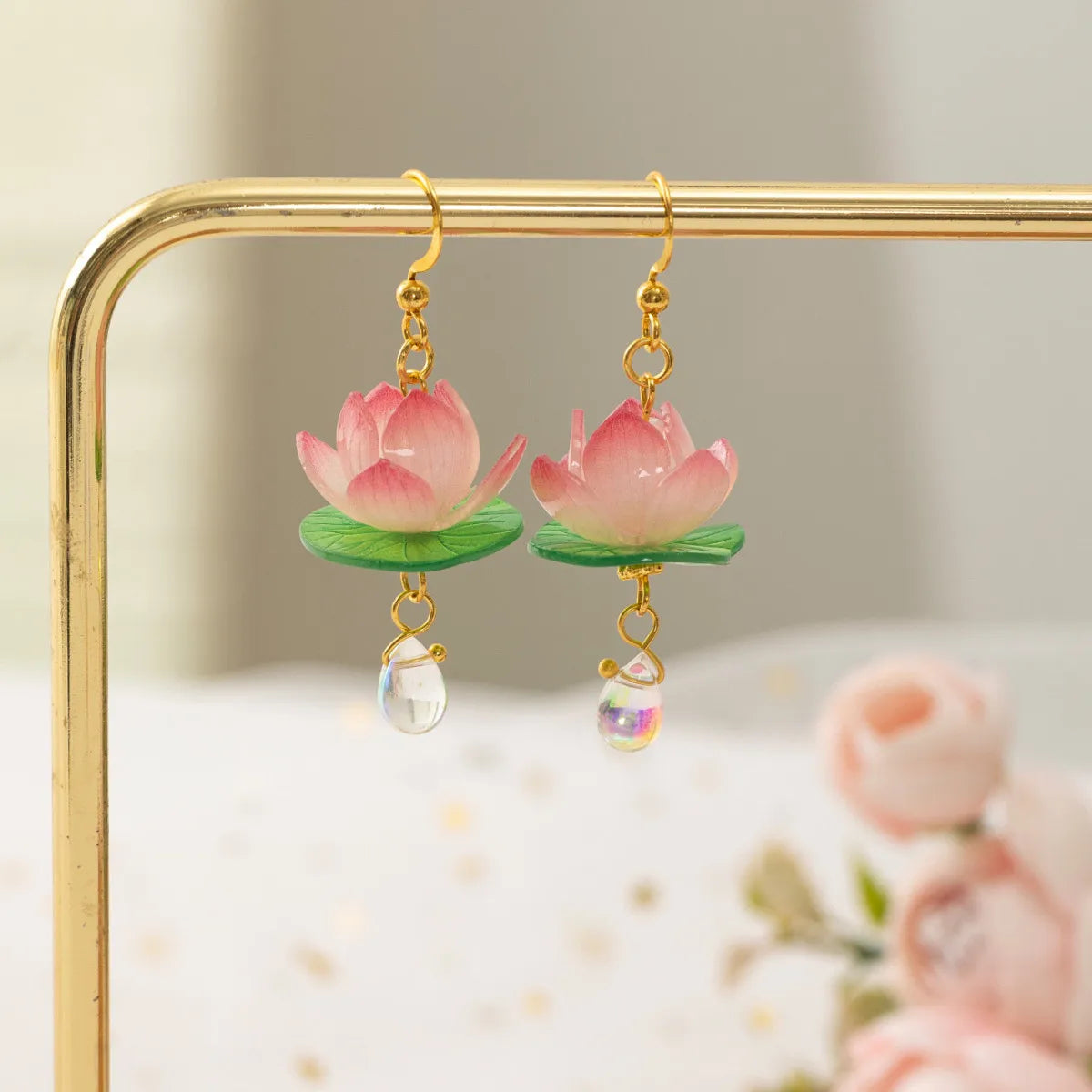 Pink Lotus Earrings