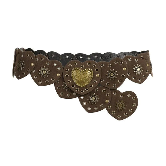 Y2k Heart Leather Waist Belt