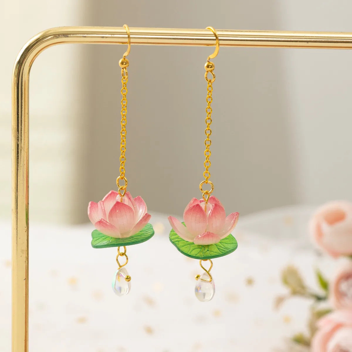 Pink Lotus Earrings